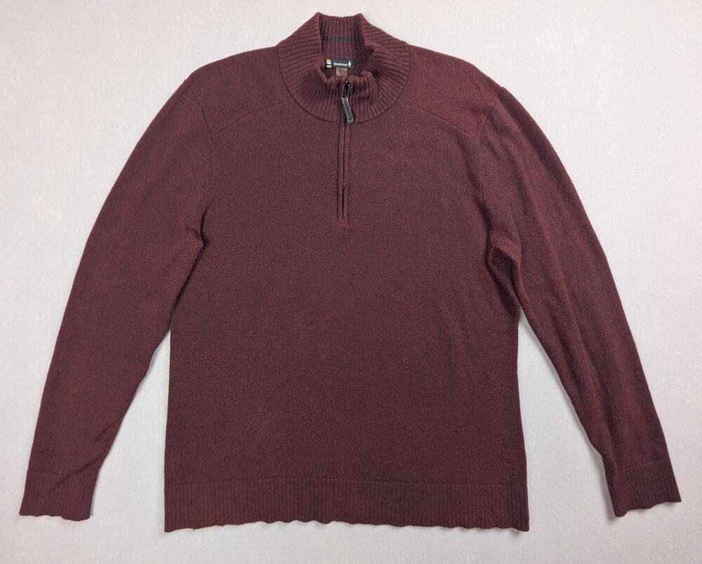 Smartwool Men's Merino Wool Blend 1/4 Zip Sweater Heathered Burgundy Size L